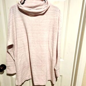 J. Jill Fit Pink Large Turtleneck Pullover Cozy Sweater Athleisure Casual